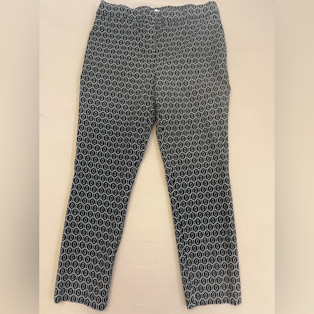Jules & Leopold Geometric Black and White Pants with Pockets stretchy fit